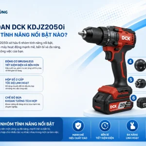 Máy khoan DCK KDJZ2050i: 20V, Brushless 50Nm