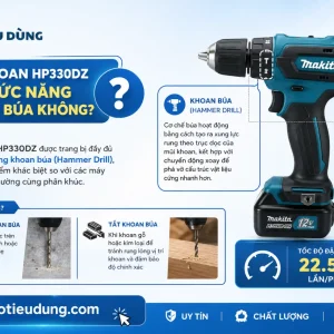 Máy khoan Makita HP330DZ: 10.8V, có búa, thân máy