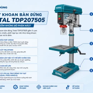 Máy khoan Total TDP207505: Công suất 750W, 16 cấp tốc độ