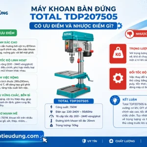 Máy khoan Total TDP207505: Công suất 750W, 16 cấp tốc độ