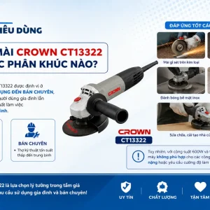 Máy mài Crown CT13322: 600W, 100mm, 11.000 v/p