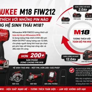Máy siết bu lông Milwaukee M18 FIW212: 339Nm, thân 127mm