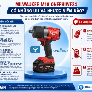 Máy siết bu lông Milwaukee M18 ONEFHIWF34: Lực mở 2032Nm, đầu 3/4