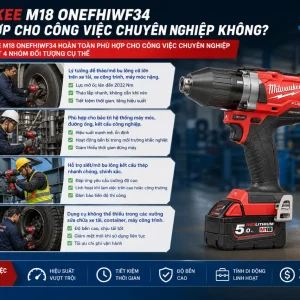 Máy siết bu lông Milwaukee M18 ONEFHIWF34: Lực mở 2032Nm, đầu 3/4