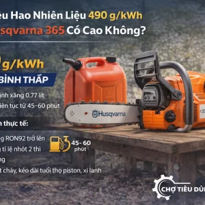 Máy Cưa Xích Husqvarna 365: Chạy Xăng: 3.4kW, Lam 20 Inch