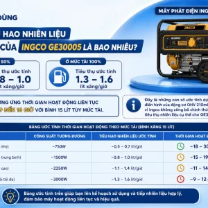 Máy phát điện Ingco GE30005: 2.8kW, chạy xăng