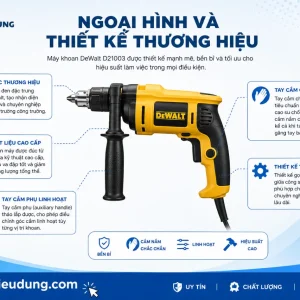 Máy khoan DeWalt D21003: 550W, khoan thép 10mm/gỗ 30mm