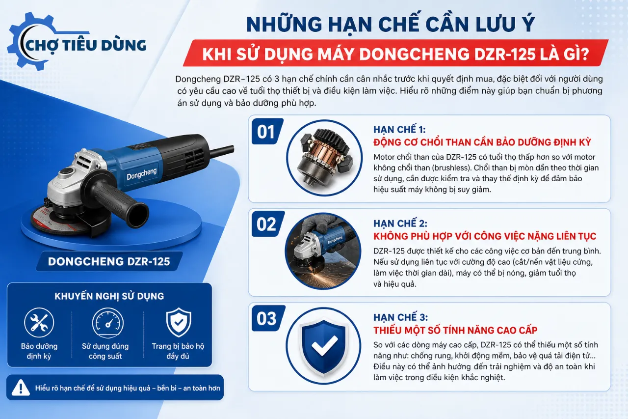 Những Hạn Chế Cần Lưu Ý Khi Sử Dụng Máy Dongcheng DZR-125 Là Gì?