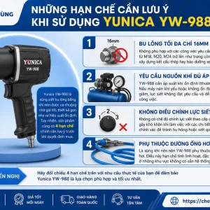 Máy Siết Bu Lông Yunica YW-988: Khí Nén 2 Búa, Lực 69kgf/m