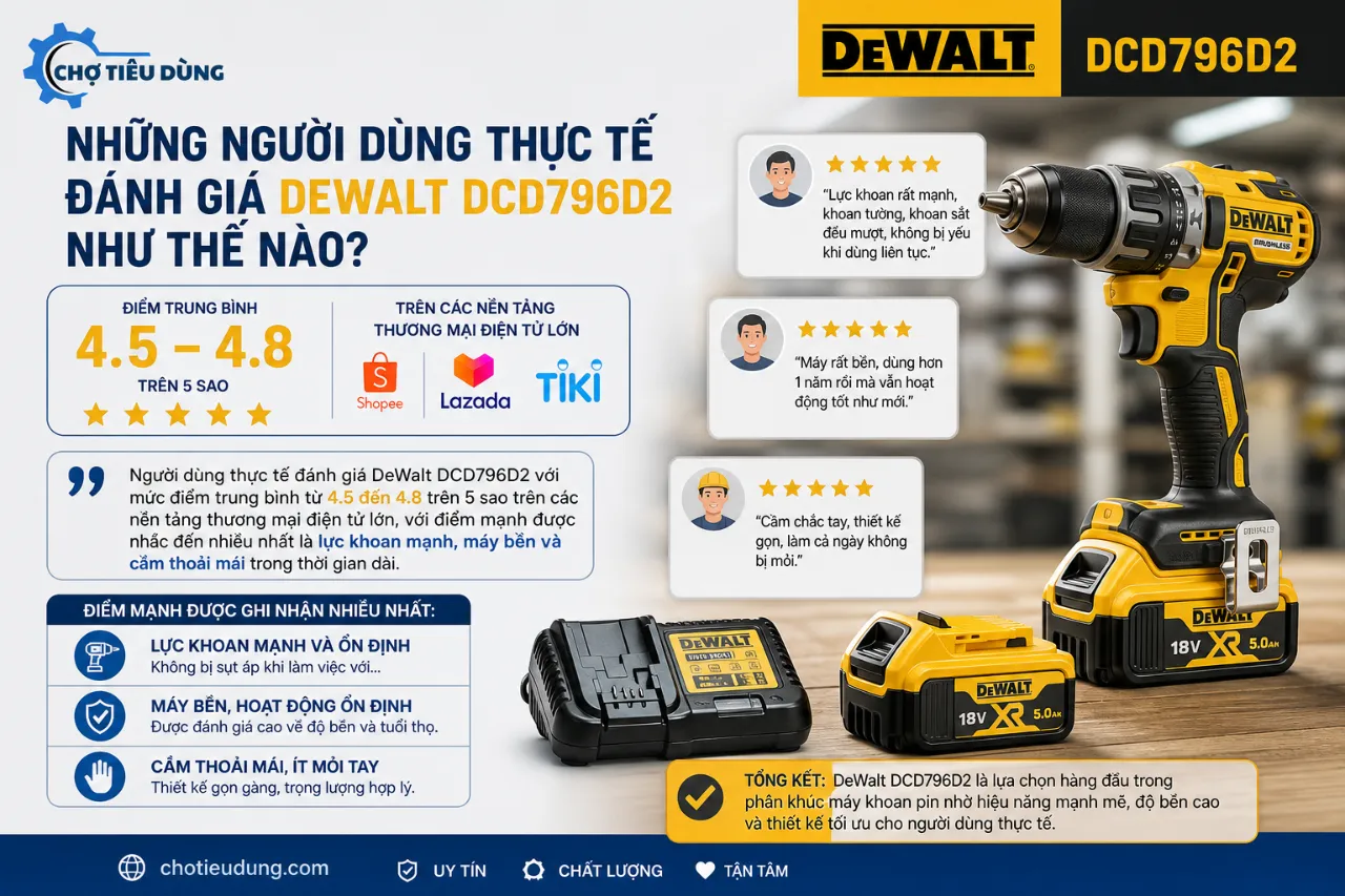 Những Người Dùng Thực Tế Đánh Giá DeWalt DCD796D2 Như Thế Nào?
