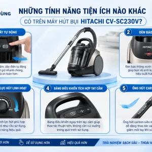Máy hút bụi Hitachi CV-SC230V: Công suất 2300W, hộp bụi 2L