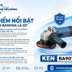 Máy Mài Góc Ken BA9010A: 100mm, Không Chổi Than 12.000 Vòng/Phút