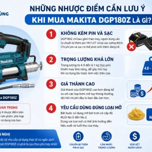 Máy bơm Makita DGP180Z: Dùng pin, 18V bơm mỡ, 10.000 PSI