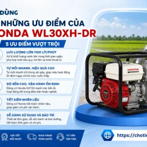Máy bơm Honda WL30XH-DR: 3 inch, 1100L/phút