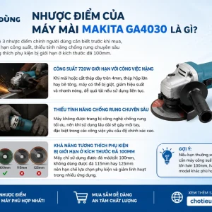 Máy Mài Góc Makita GA4030: 720W, Đá 100mm, Công Tắc Trượt Dễ Dùng