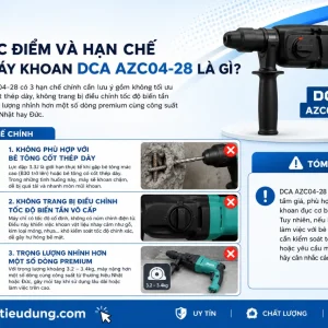 Máy khoan bê tông DCA AZC04-28: 820W, lực đập 3.3J