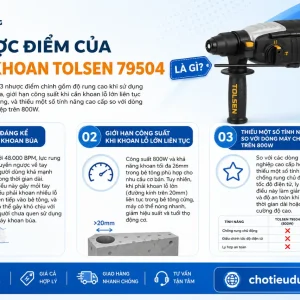 Máy khoan Tolsen 79504: 650W, đầu kẹp 13mm, 48000bpm