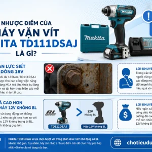 Máy vặn vít Makita TD111DSAJ: 12V, BL, lực siết 135Nm