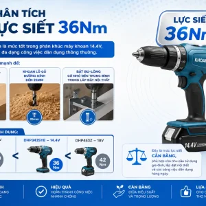 Máy khoan Makita DHP343SYE: 14.4V, lực siết 36Nm