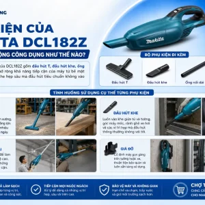 Máy Hút Bụi Makita DCL182Z: 18V, 2 Mức Hút