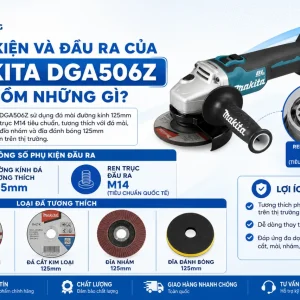 Máy mài góc Makita DGA506Z: 18V, BL, đá 125mm