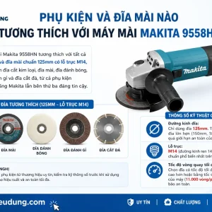 Máy mài Makita 9558HN: 125mm, motor 840W, bền bỉ