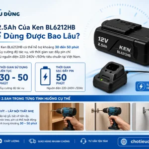 Máy khoan pin Ken BL6212HB: 12V 2.5Ah, lực siết 30Nm