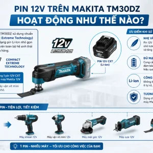 Máy cắt đa năng Makita TM30DZ: Pin 12V, 6.000–20.000 l/p