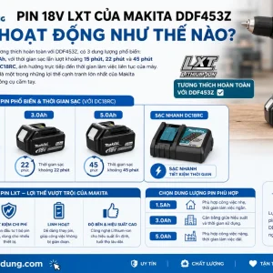 Máy Khoan Makita DDF453Z: 18V, Lực Siết 42Nm
