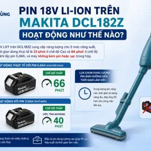 Máy Hút Bụi Makita DCL182Z: 18V, 2 Mức Hút
