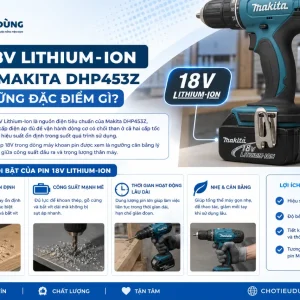 Máy khoan Makita DHP453Z: Dùng pin 18V, lực siết 42Nm