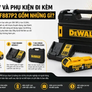 Máy vặn vít Dewalt DCF887P2: Dùng pin 18V, Brushless, 205Nm