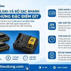 Máy khoan Dewalt DCD7781D2-B1: Kèm pin sạc, lực 65Nm
