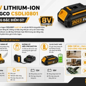 Máy bắt vít Ingco CSDLI0801: 8V, chỉnh lực 15+1