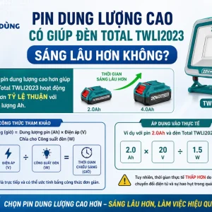 Đèn Làm Việc Dùng Pin Total TWLI2023: 20V, LED 1.5W, 150 Lumens
