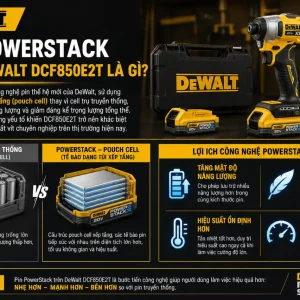Máy bắt vít DeWalt DCF850E2T: 205Nm, pin PowerStack