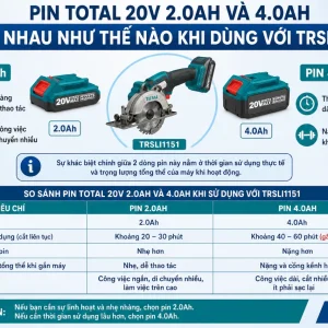 Máy cưa Total TRSLI1151: Dùng pin 20V, cắt gỗ 115mm, kim loại 8mm