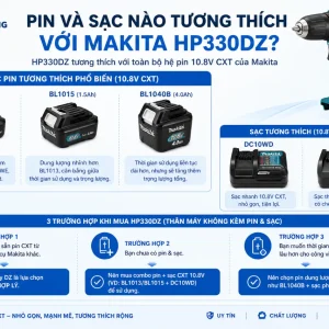 Máy khoan Makita HP330DZ: 10.8V, có búa, thân máy