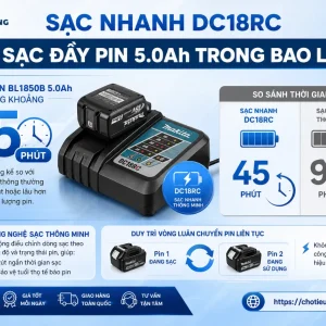 Máy khoan Makita DDF489RTJ: Dùng pin 18V, lực siết 73Nm