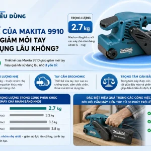 Máy chà nhám Makita 9910: 650W, băng 76x457mm