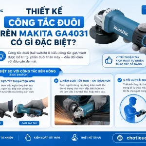 Máy mài Makita GA4031: 720W, đá 100mm công tắc đuôi
