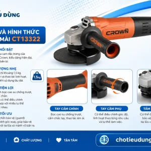 Máy mài Crown CT13322: 600W, 100mm, 11.000 v/p