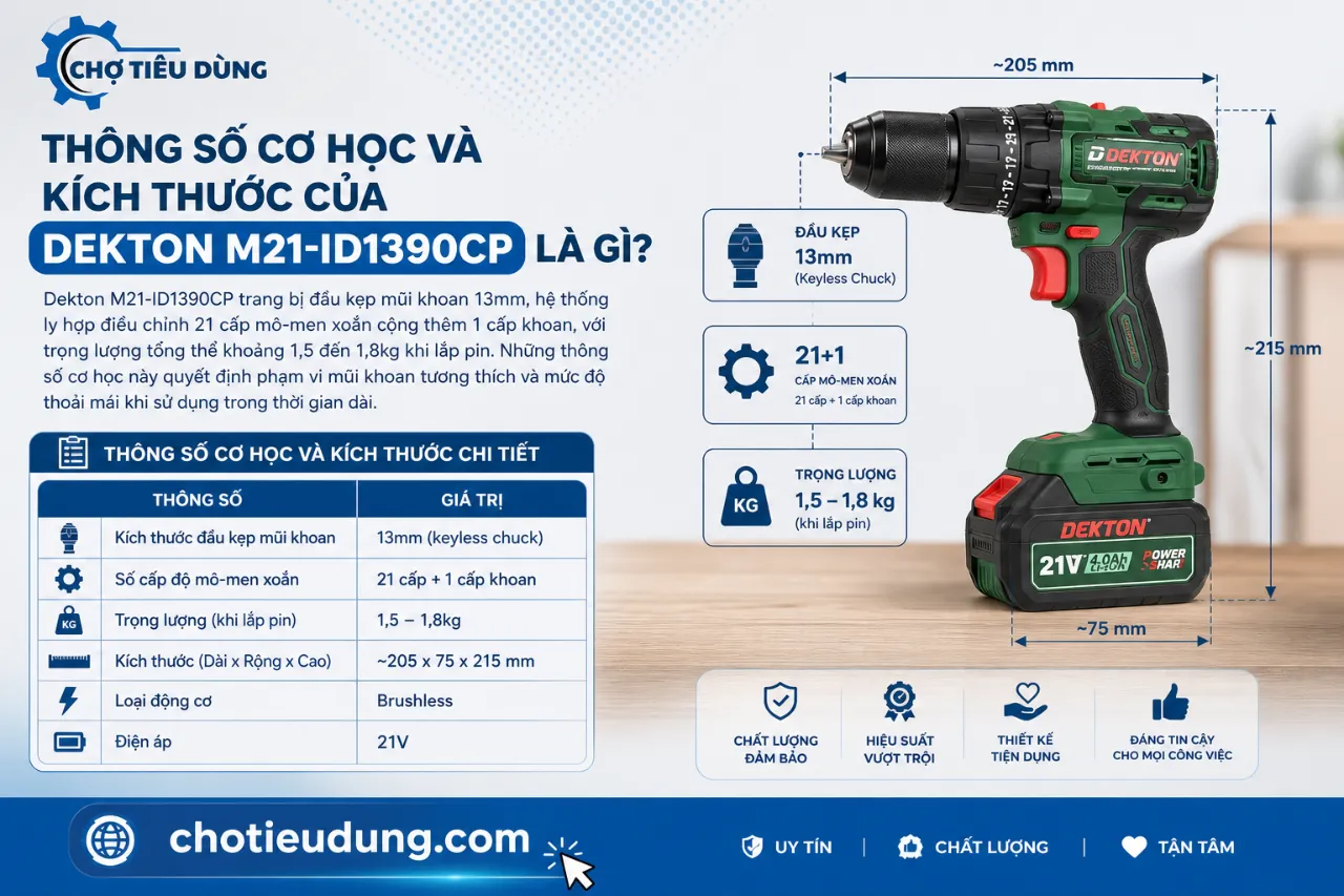 Thông Số Cơ Học Và Kích Thước Của Dekton M21-ID1390CP Là Gì?
