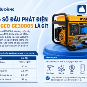 Máy phát điện Ingco GE30005: 2.8kW, chạy xăng