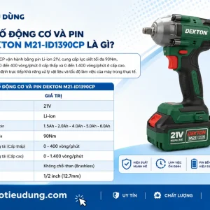Máy Khoan Pin Dekton M21-ID1390CP: 21V, Lực Siết 90Nm