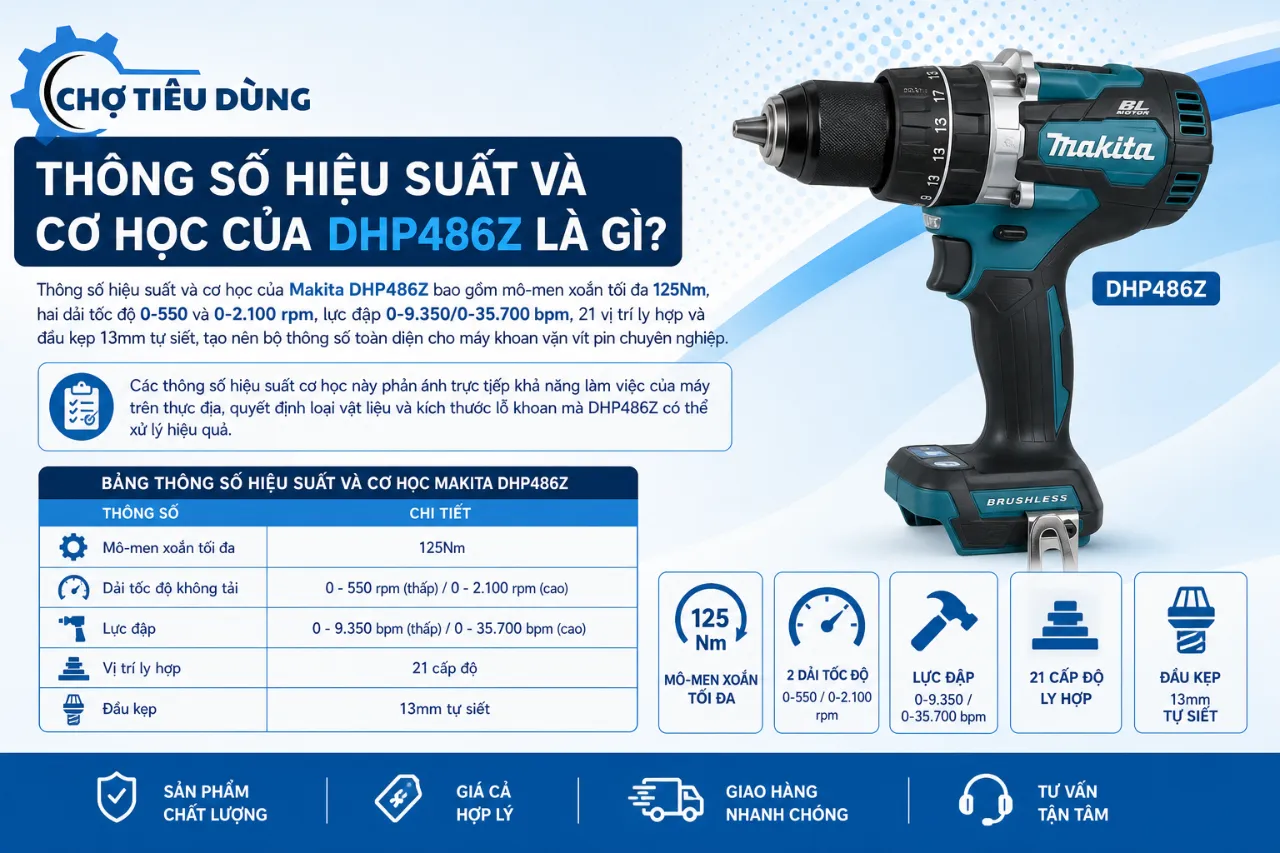 Thông Số Hiệu Suất Và Cơ Học Của DHP486Z Là Gì?