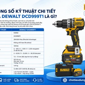 Máy khoan Dewalt DCD999T1: FlexVolt 60V, lực siết 126Nm