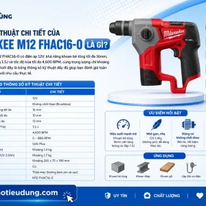Máy Khoan Bê Tông Milwaukee M12 FHAC16-0: 16mm, Chống Rung AVS