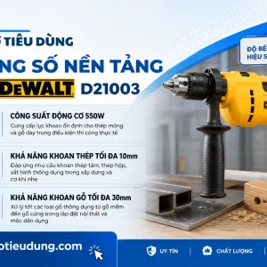 Máy khoan DeWalt D21003: 550W, khoan thép 10mm/gỗ 30mm