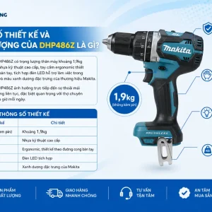 Máy khoan Makita DHP486Z 18V LXT, 125Nm không chổi than